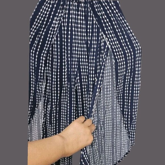 J For Justify Jumpsuit Navy Blue & White Striped  Large - Picture 4 of 8